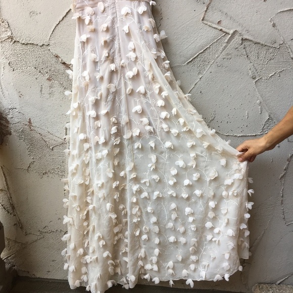 Dress The Population Appliqué Maxi Dress Gown in cream size S - Picture 12 of 16